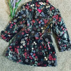 Marks & Spencer Kids Raincoat - Black with Multicolor Floral